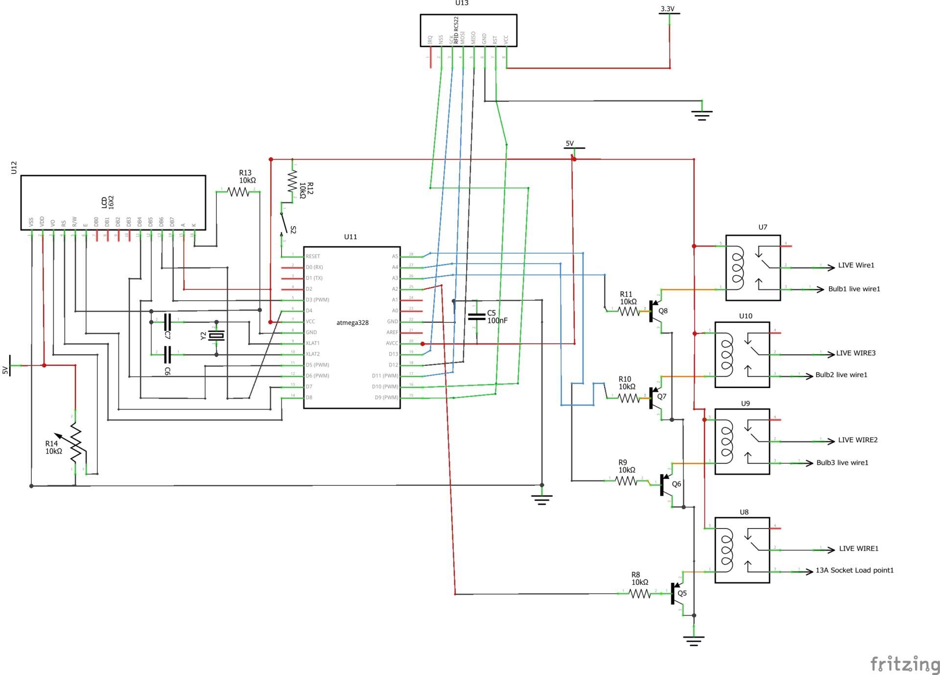 circuit diagram for home automation of control of Four
home appliances