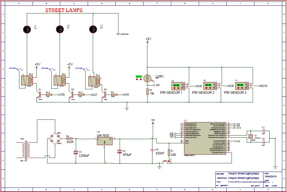 Motion detector smart street lights circuit diagram