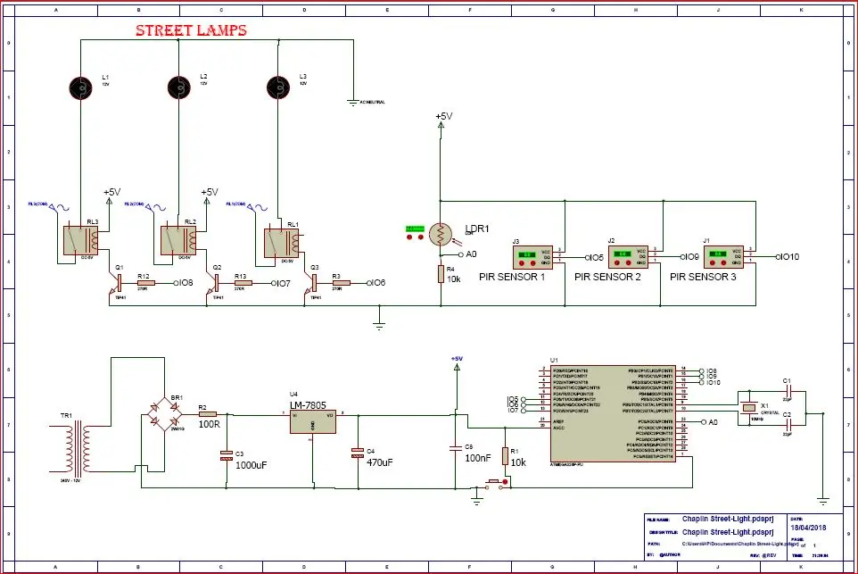 how to design motion detector smart street lights circuit diagram