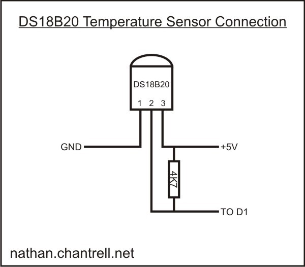 DS18B20 circuit diagram connection