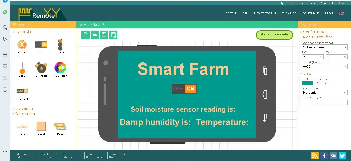 RemoteXY labels are given spaces to fit in the sensor readings