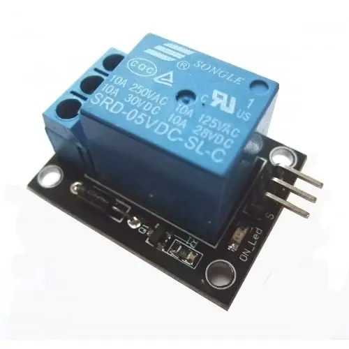 hydroponics IoT project desing: the single channel relay module used for the auto pumping of water
