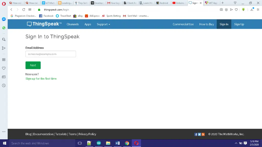 IoT dashboard thingspeak
