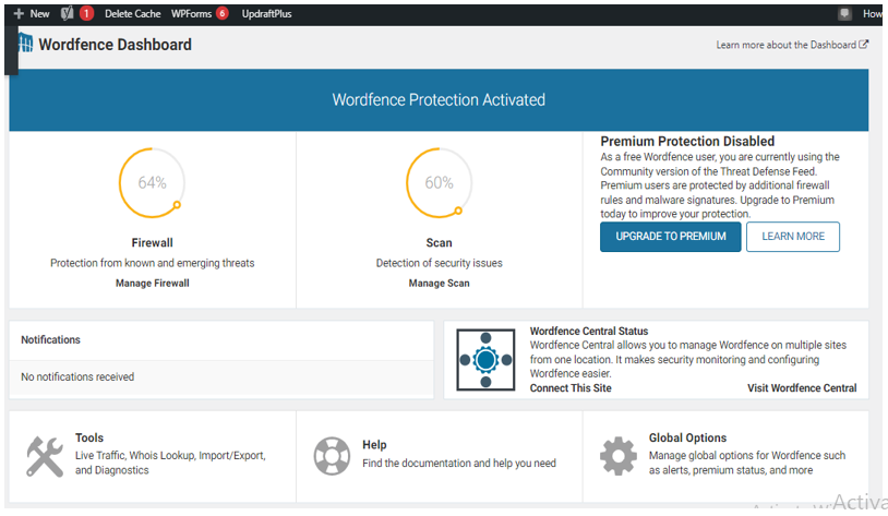 Wordfence Security Dashboard