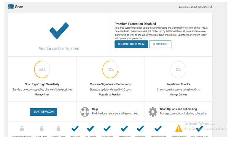 Scanning website for malware using Wordfence