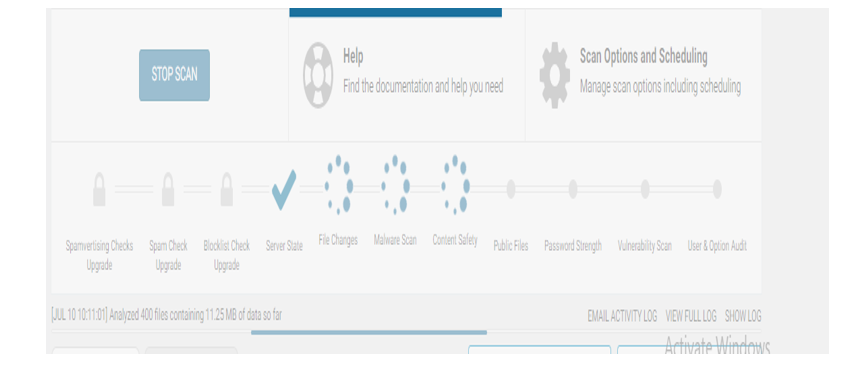 Scanning website using Wordfence