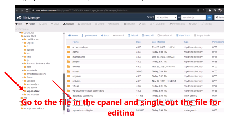 locating the corrupt file on cPanel