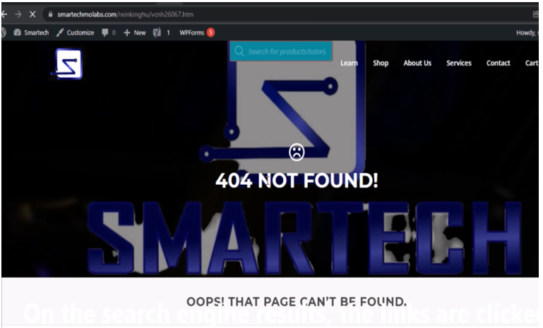 Error 404 on webpage