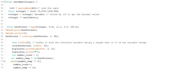 Arduino sketch to measure Battery Voltage Level