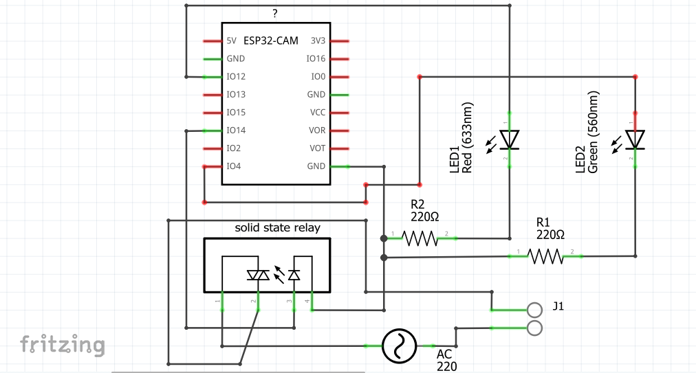 Circuit diagram of ESP32 Control of AC light bulb