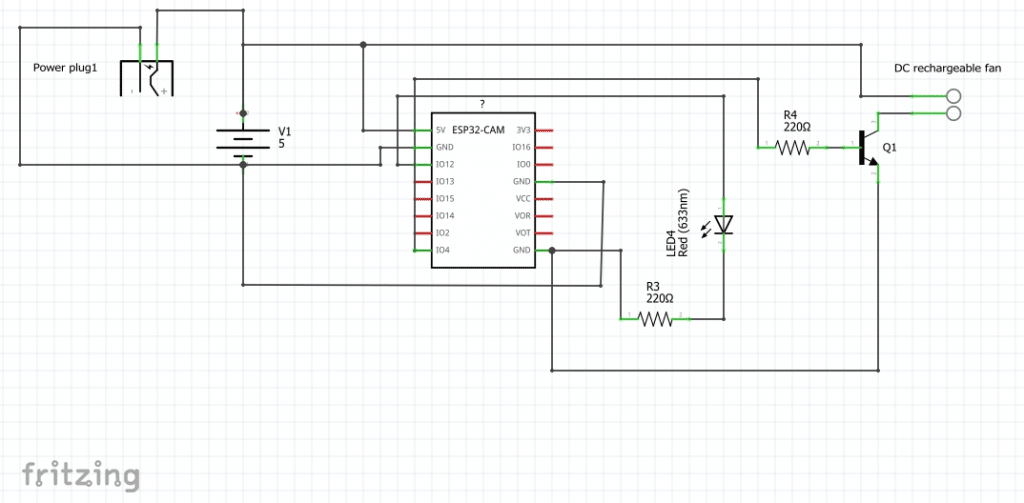 The circuit diagram of Arduino Home Automation using ESP32 Cam