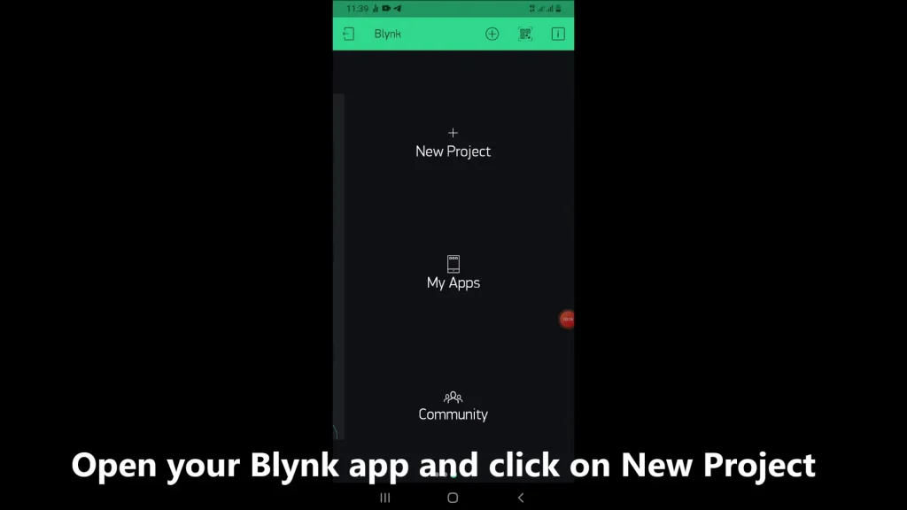Create New Project on the Blynk App