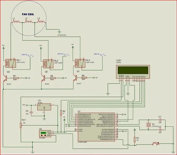 circuit diagram for Automatic and Remote Control Pedestal fan Arduino (smart fan)