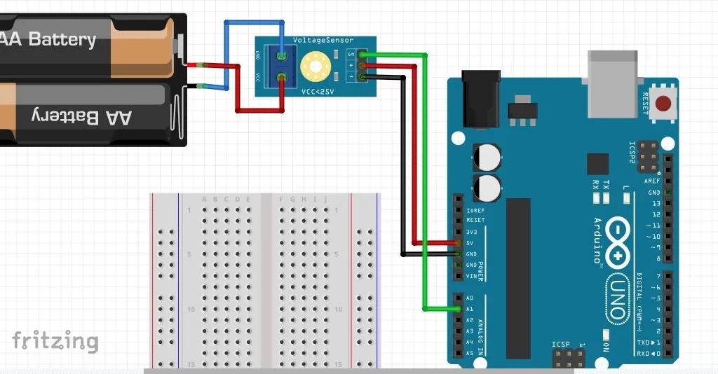 Arduino Voltage Sensor Module Measure 3V battery voltage level