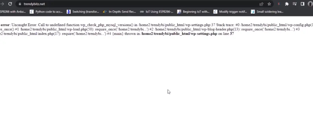 Fatal Error: Uncaught Error