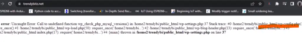 Fatal Error: Uncaught Error