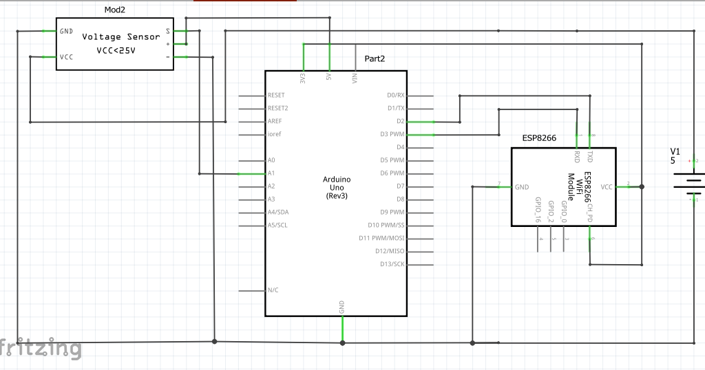 Arduino with ESP8266-01; The circuit diagram