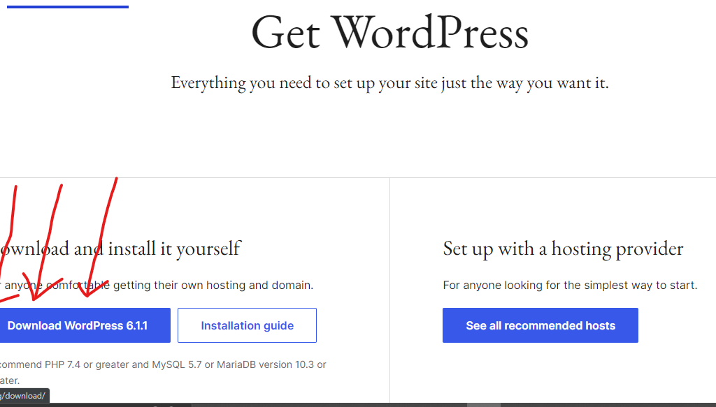 download the latest version of WordPress
