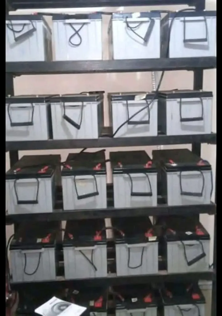 Solar inverter batteries on rack