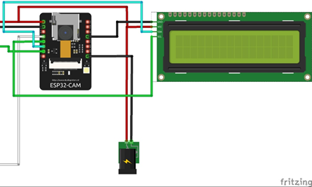 Connection of the LCD module to ESP32 Cam