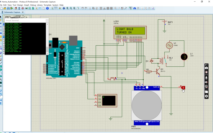 Home automation simulation using Arduino Proteus: Simulating light bulb in proteus