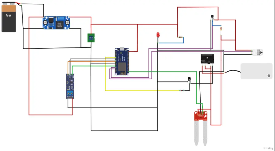 circuit diagram for IoT Irrigation System