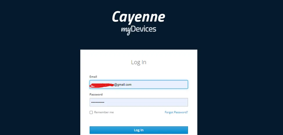 cayenne IoT dashboard for IoT Smart Energy BilIing Meter