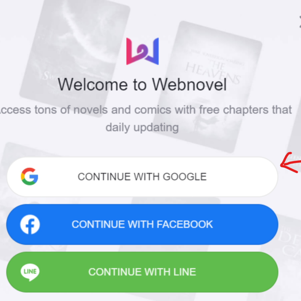 Login to Webnovel with Google Books