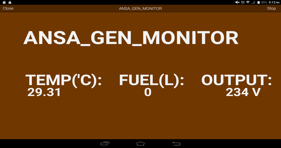 Generator Remote Monitoring System design; The RemoteXY view