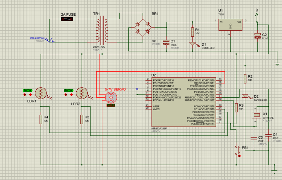 Solar Tracker Robot: The circuit diagram