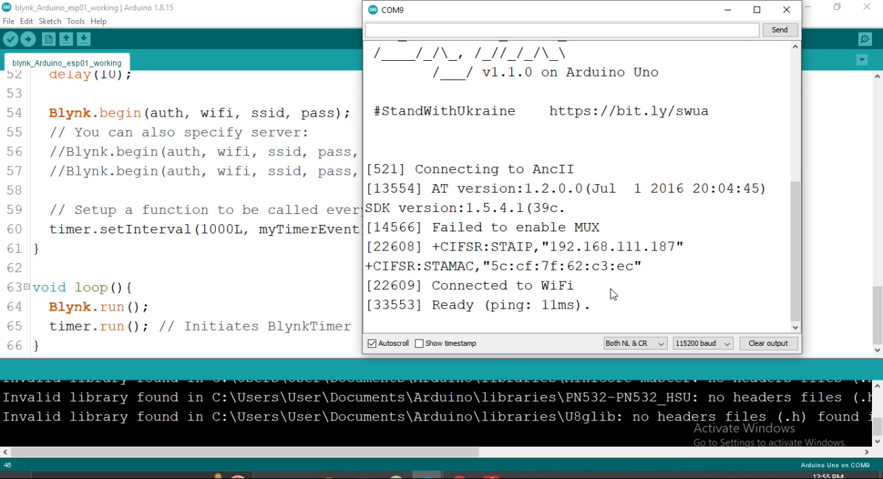 Solar Panel Remote Monitoring System: The Serial monitor prints