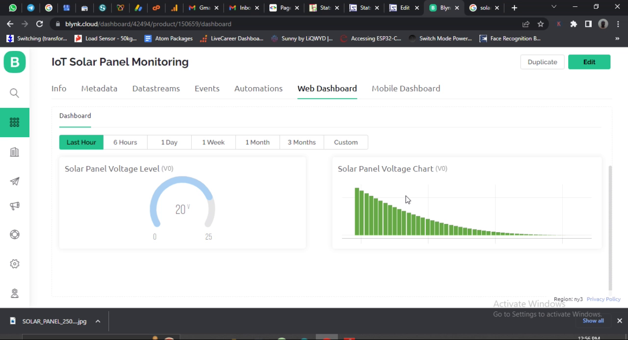 result printed on the Blynk IoT dashboard