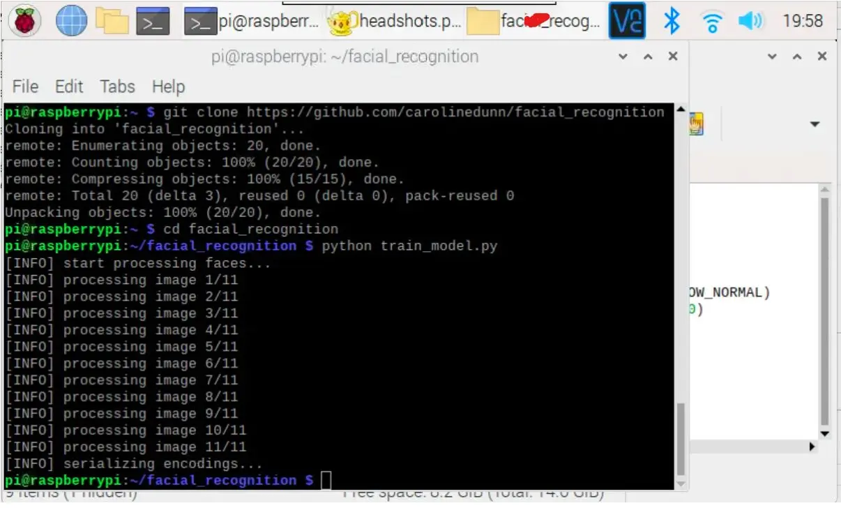 training the face recognition datasets