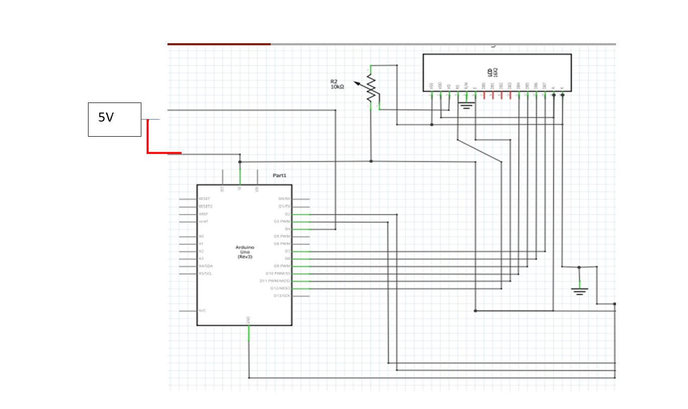 connecting LCD to the circuit diagram of IoT Health Monitoring System