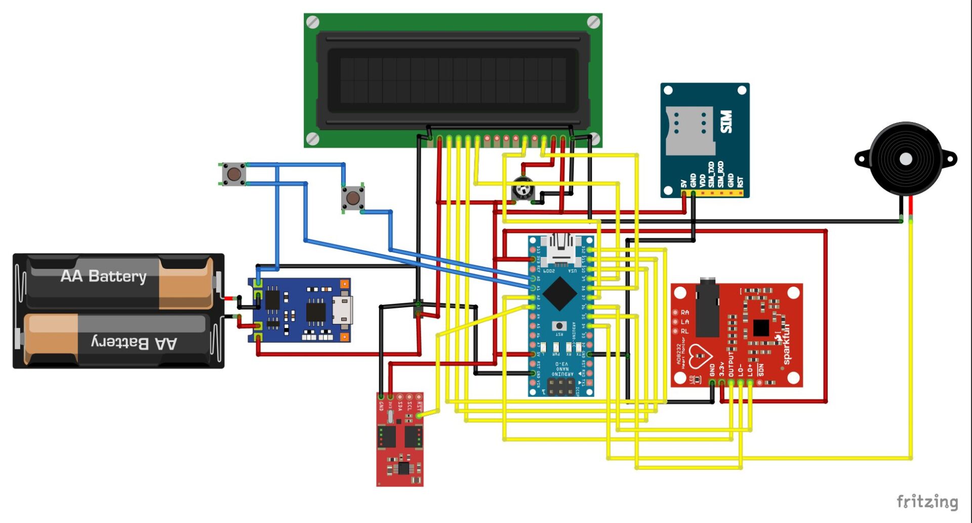 IoT Health Monitoring System: The schematic diagram