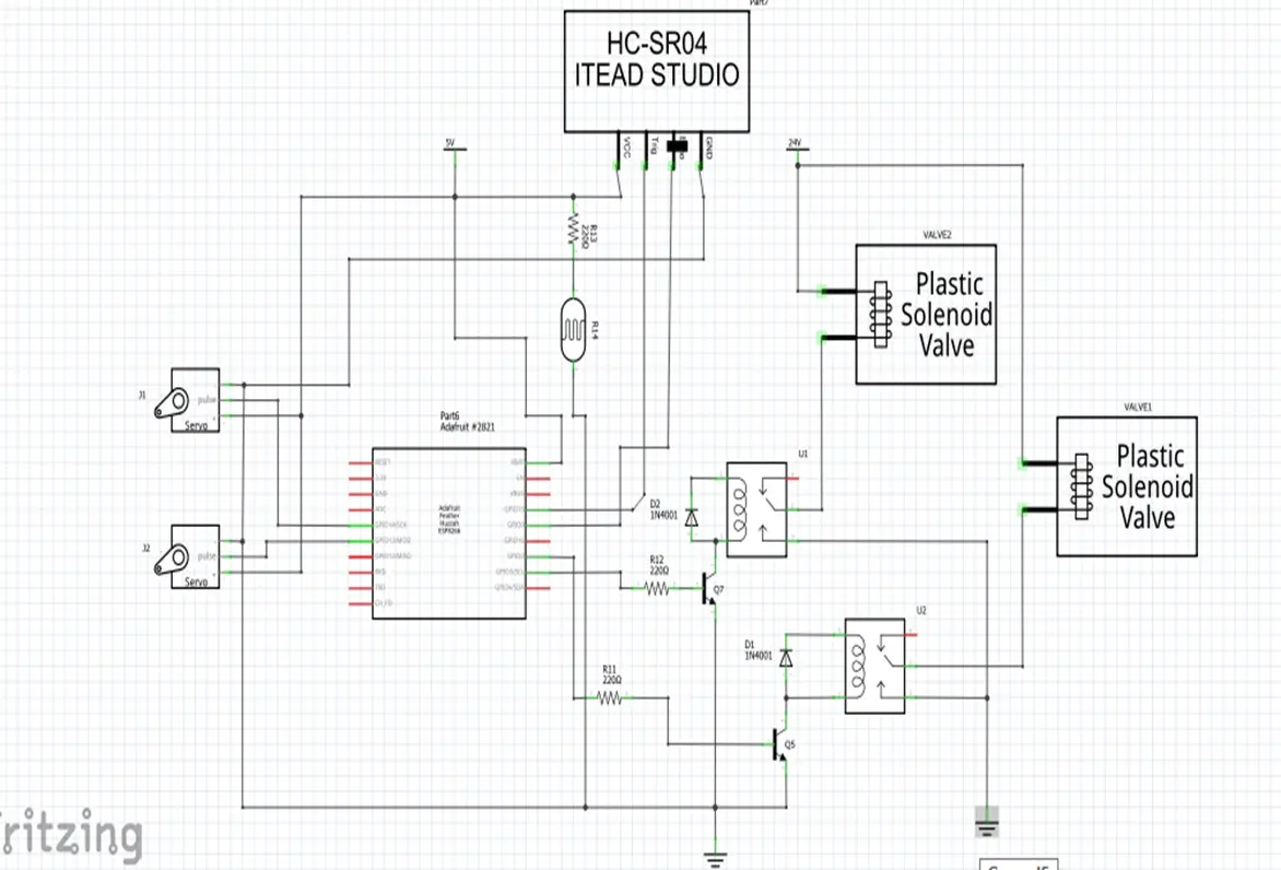 Circuit diagram for IoT based Fish pond feeder