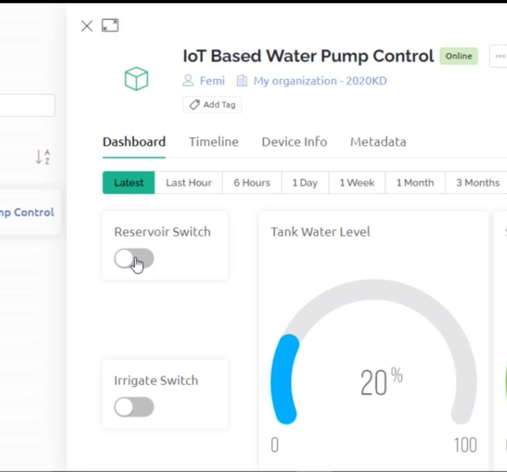 IoT based pump control irrigation system using ESP32 Arduino