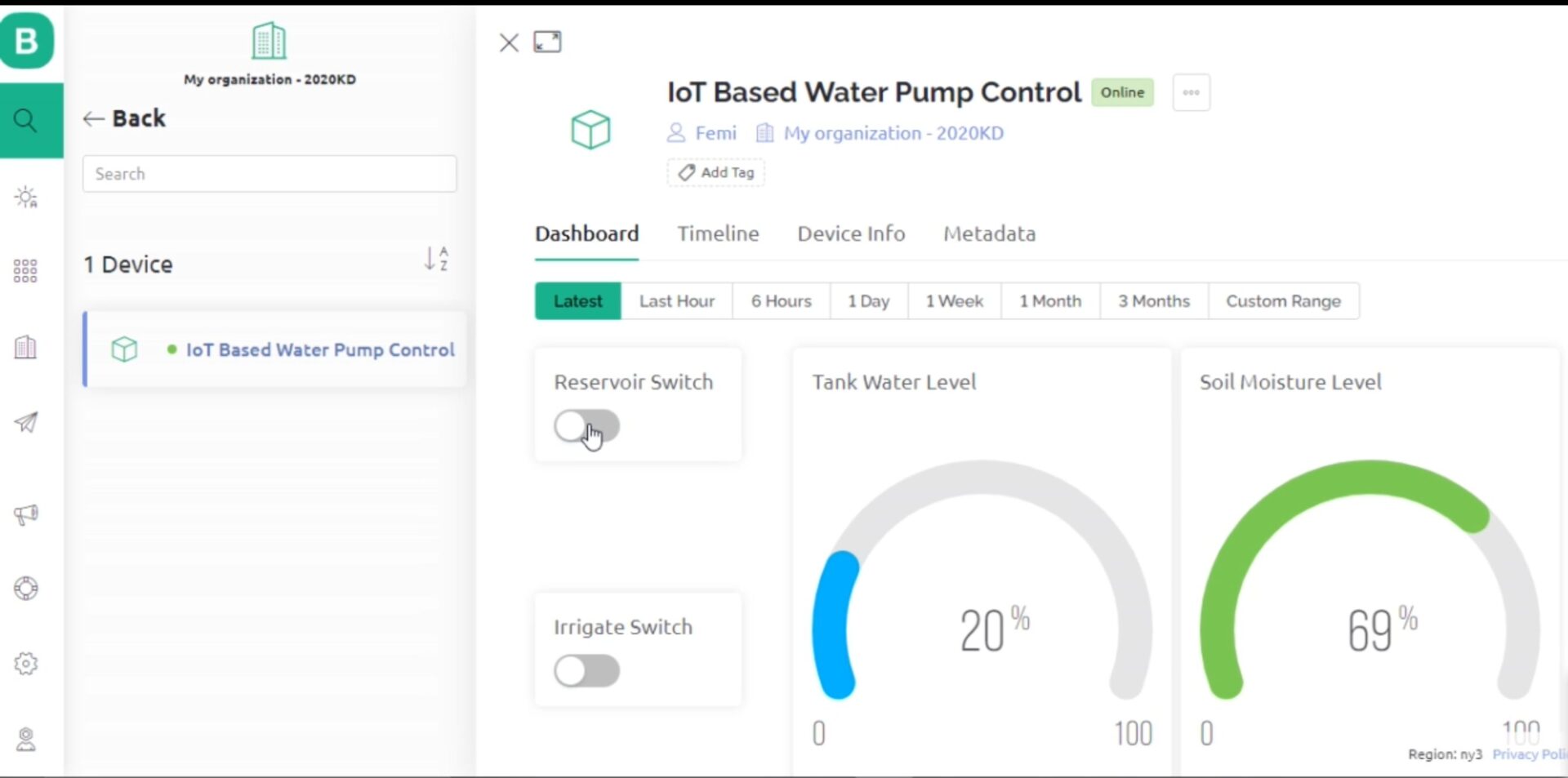 IoT based pump control irrigation  system using ESP32 Arduino