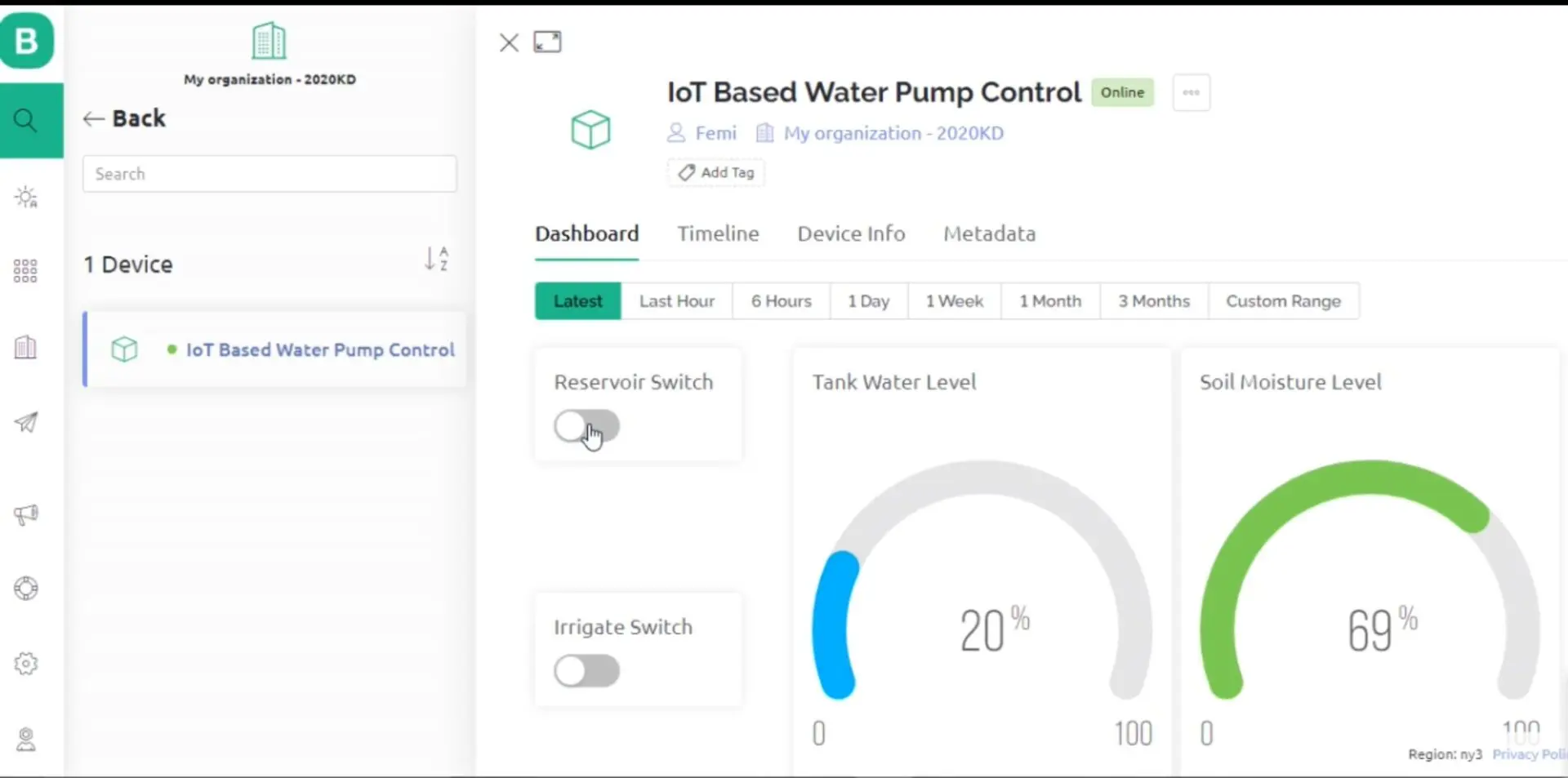 IoT based pump control irrigation  system using ESP32 Arduino