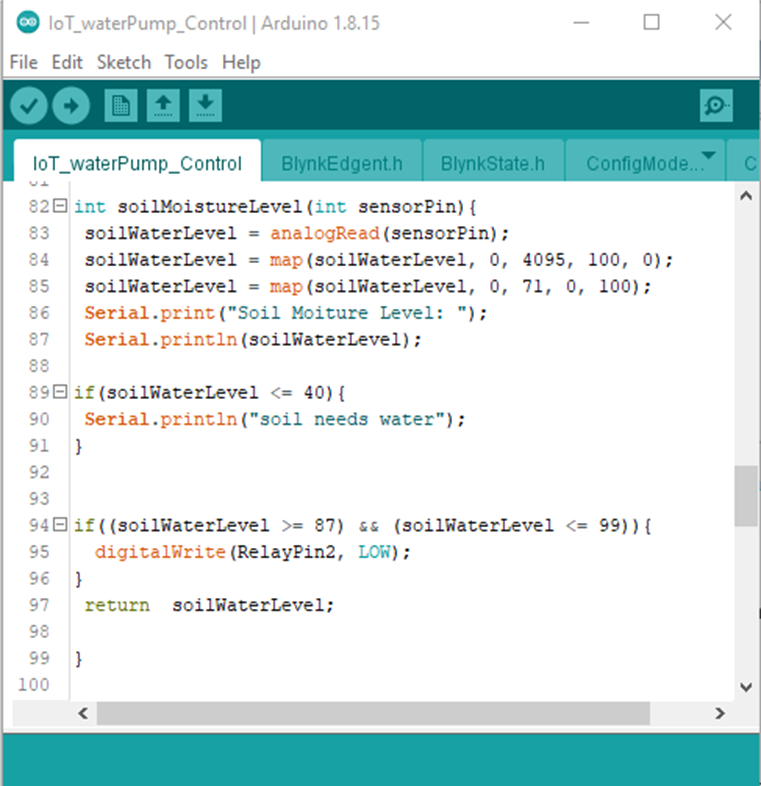 Arduino sketch for IoT water pump