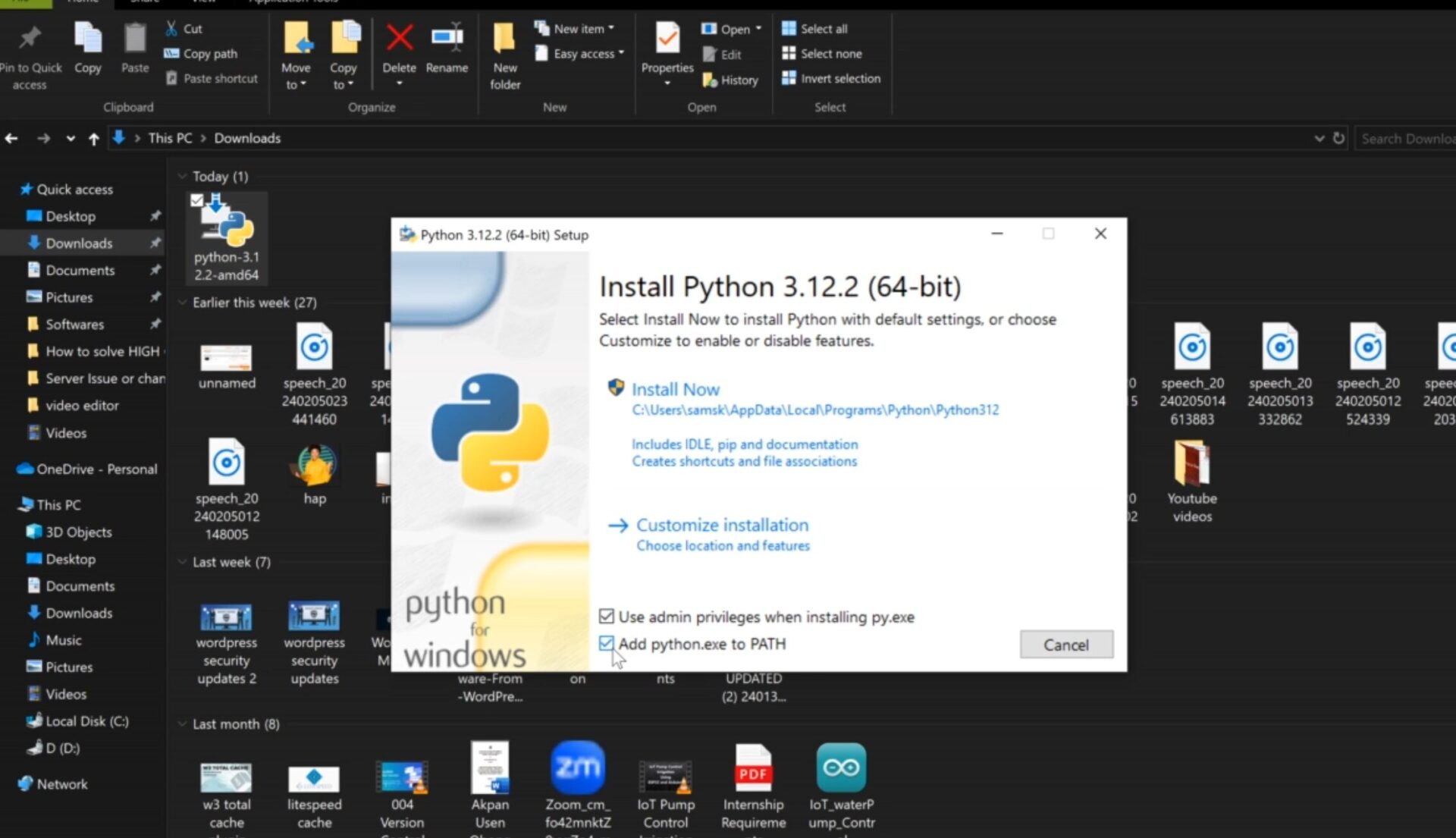 install python machine on your operating system