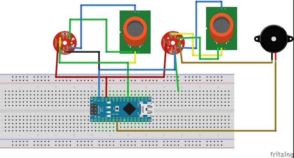 circuit diagram of Gas Leak Detector with Arduino and Blynk IoT Project