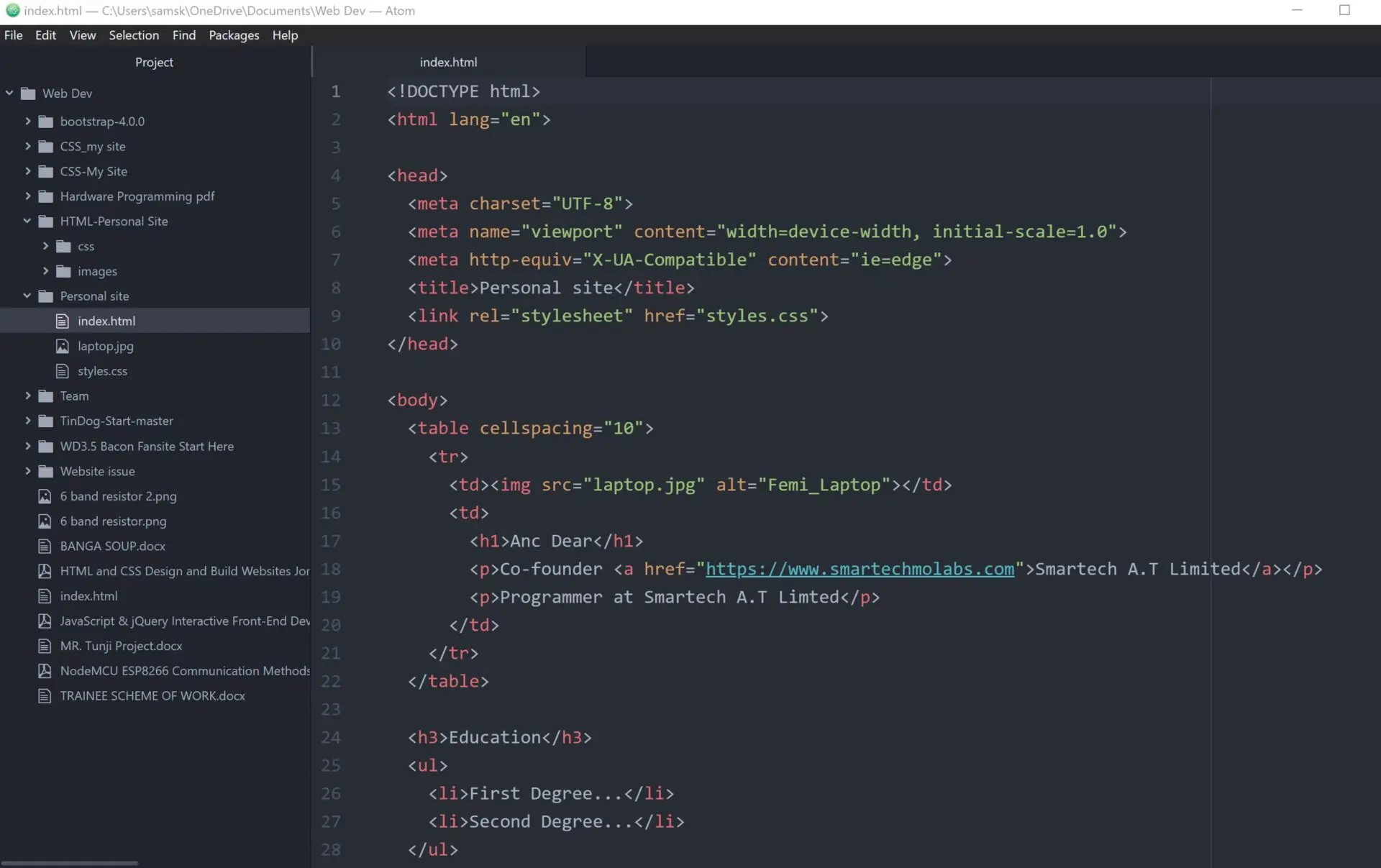 coding in Atom editor