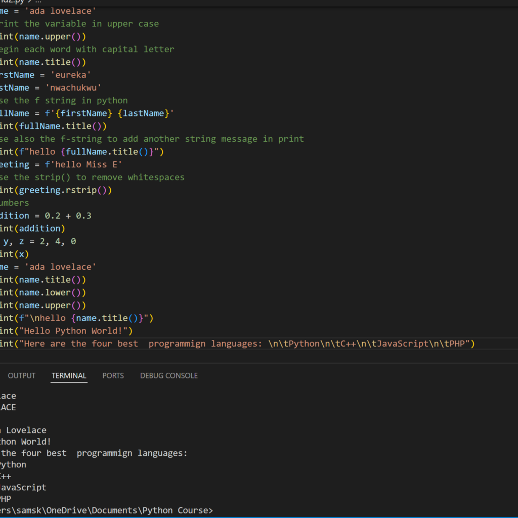 creating whitespace in python
