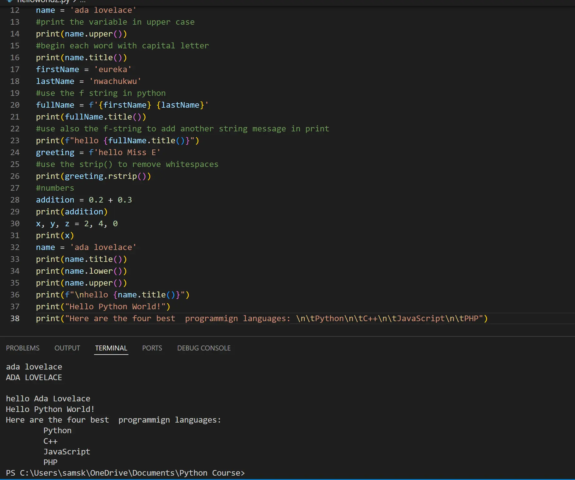 creating whitespace in python