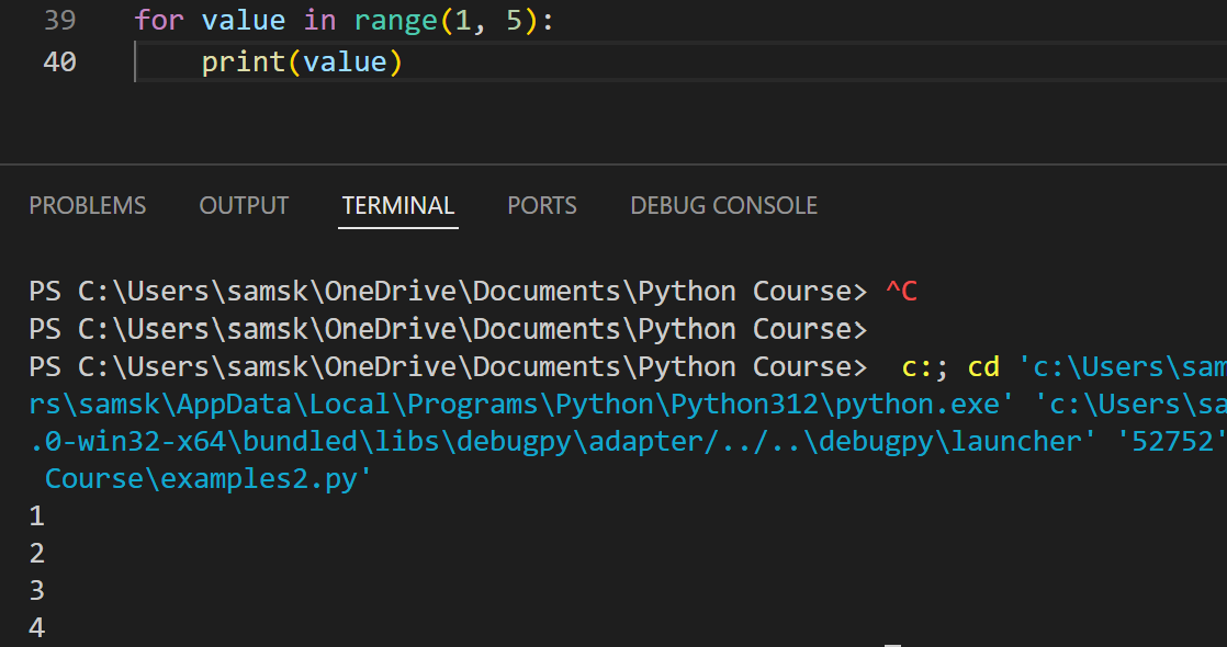 using the range() function to create a number list in python