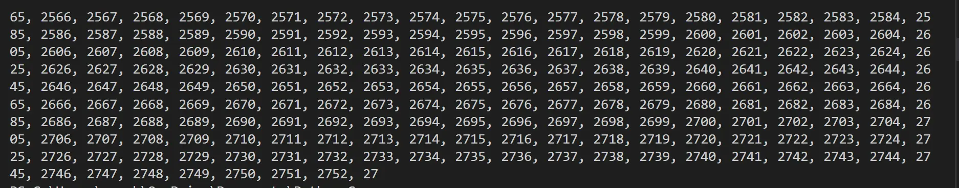 list comprehension: counting up to one million
