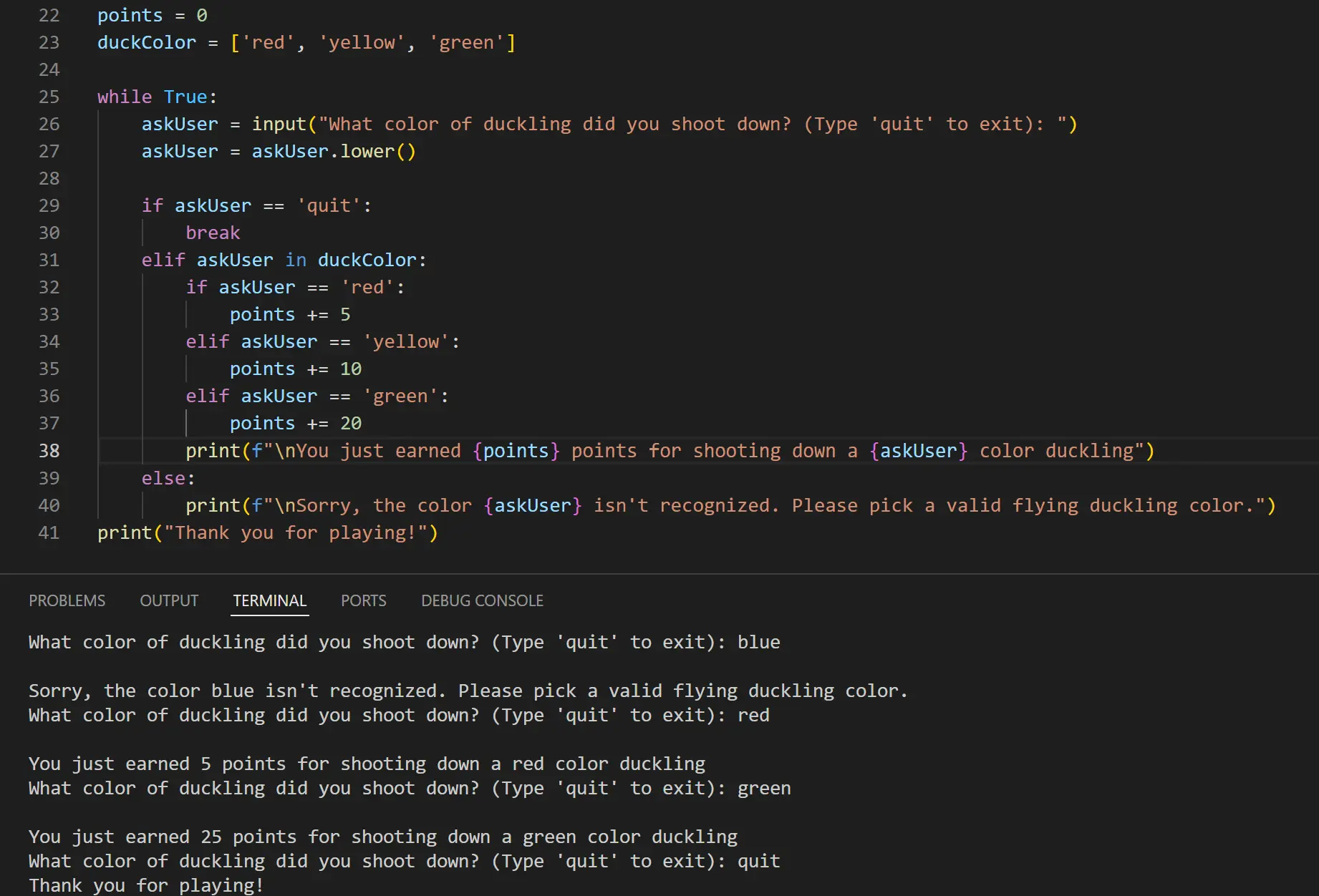 IF statements on python