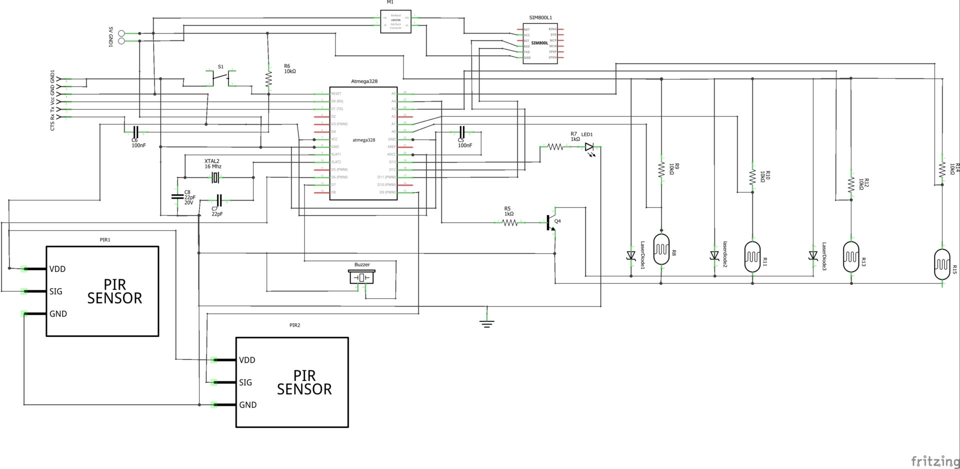 schematic diagram of the Laser-Powered Anti-Burglar System