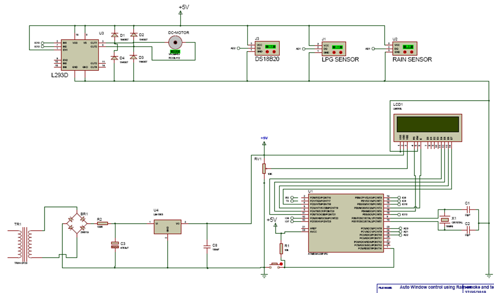 Circuit Diagram of Automated Window System with Arduino